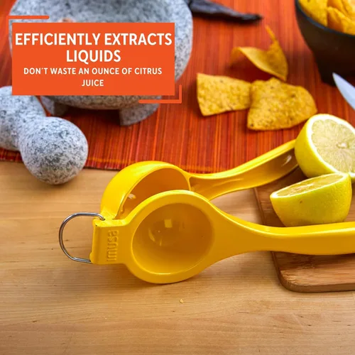 Miniatura 5 de IMUSA Juego de exprimidores manuales de lima y limón, exprimidor de cítricos para máxima extracción, aluminio, amarillo y verde