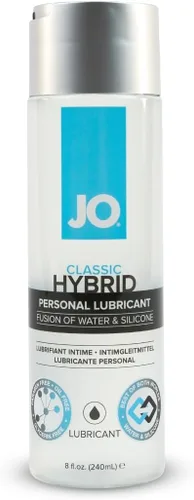 JO Lubricante personal híbrido clásico, lubricante a base de agua y silicona de larga duración para hombres, mujeres y parejas, 8 onzas líquidas