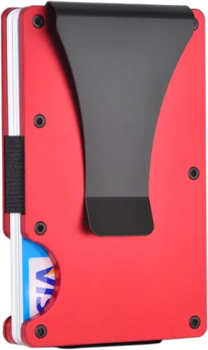 Kenpal Cartera de metal minimalista con clip para dinero organizador de aluminio para tarjetas de crédito para hombres y mujeres Minimalista