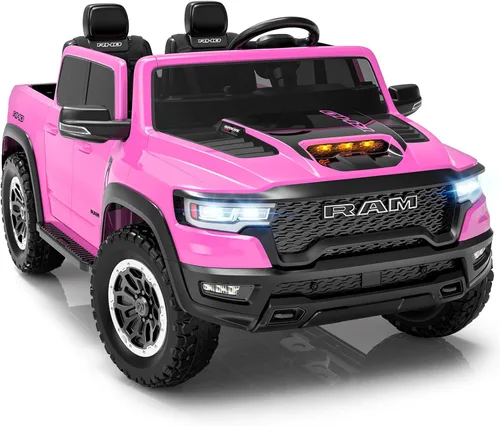 Miniatura 13 de Vehículos de paseo de 24 V para niños grandes, RAM 1500 RHO eléctrico con licencia para niños con control remoto, camión de paseo con Bluetooth