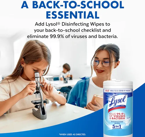 Miniatura 10 de Lysol Toallitas desinfectantes, esenciales para dormitorio, toallitas de limpieza antibacterianas multisuperficie, para desinfectar y limpiar, lino