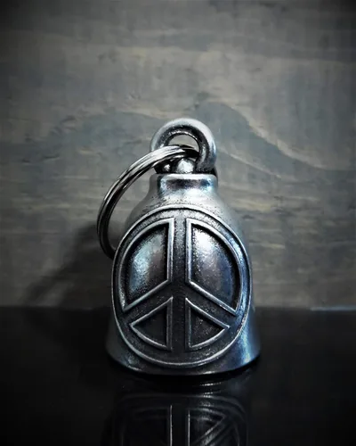 Miniatura 4 de Bravo Bells Campana con signo de paz, accesorio o llavero para la buena suerte en la carretera, plateado