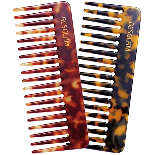 Peine de dientes anchos para rizos y cabello grueso, peine desenredante grande para mujeres, acetato de 6 pulgadas de longitud completa Tortuga y