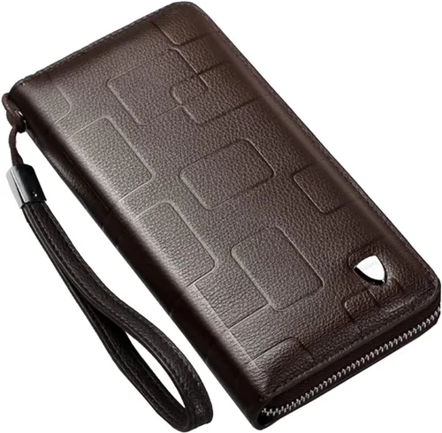 Miniatura 2 de KPYWZER Bolso de mano de cuero para hombre, cartera para muñeca, bolsa de muñeca