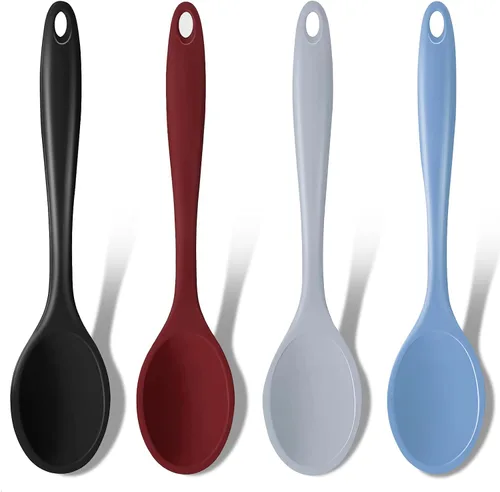 Miniatura 19 de GEEKHOM Cucharas de cocina de silicona, 2 piezas de 11 pulgadas, juego de utensilios de cocina de silicona resistentes al calor, cucharas grandes