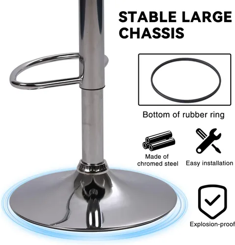 Miniatura 5 de Juego de 2 taburetes de bar, taburete giratorio ajustable de piel sintética, silla de comedor giratoria hidráulica con reposabrazos, sillas modernas