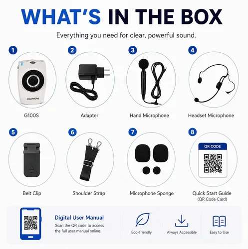 Miniatura 6 de Amplificador de voz portátil G100S 30W - Altavoz PA con cable con micrófonos de mano y auriculares
