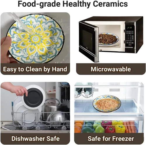 Miniatura 6 de Cuencos de cerámica para gatos, platos antideslizantes para gatos, paquete de 3 cuencos de comida para gatos, antifatiga y antibigotes, platos