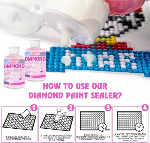 Miniatura 4 de Kit de Sellador de Pintura de Diamante Sevgili 240ML con Pinceles, Sellador y Pegamento para Rompecabezas, Accesorios y Herramientas para Pintura
