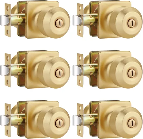 Miniatura 24 de EHOMEWARE Paquete de 2 pomos de puerta interiores, manija de puerta negra con cerradura, pomo de puerta de dormitorio/baño sin llave, pomo redondo