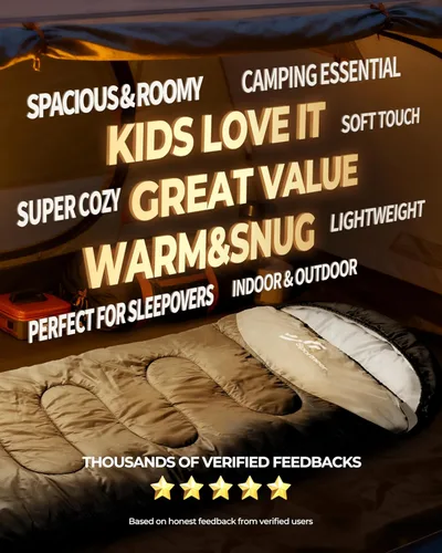 Miniatura 5 de Sportneer Sleeping Bag for Adults & Kids, Cold Weather & Warm Waterproof Camping Sleeping Bag, Compact Portable for Camping Hiking & Travel Negro