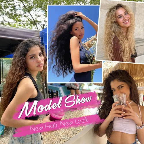 Miniatura 7 de Extensiones de cabello con clip de 20 pulgadas, 4 piezas, color sirena ondulado, rizado, grueso, invisible, trama de encaje color castaño ceniza