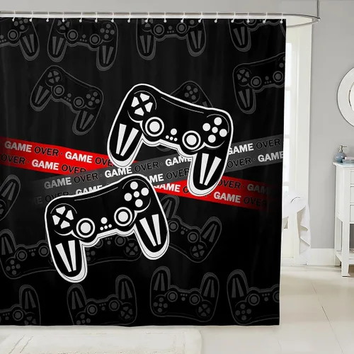 Miniatura 9 de Feelyou Cortina de ducha musical para decoración de baño, cinta de casete, cortina de baño de música, accesorios de baño, tela de poliéster