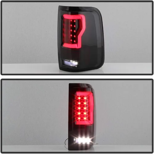 Miniatura 6 de ACANII - Para Ford F150 Styleside Pickup 2004-2008, carcasa negra, lente ahumada, luces traseras de tubo LED, lámparas de freno izquierda+derecha
