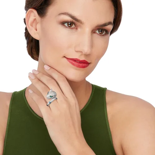 Miniatura 2 de Ross-Simons 400 ct tw CZ and Simulated Multi-Stone Panther Ring in Sterling Silver