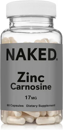Naked Zinc Carnosine - Forro intestinal, función inmunológica y suplemento de apoyo estomacal, vegano, sin gluten, 17 mg - 60 cápsulas