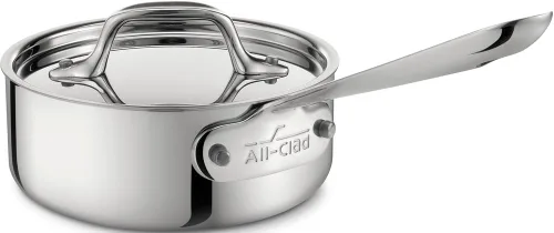 Miniatura 5 de All-Clad D3 Cacerola de Acero Inoxidable de 3 Capas 1 Cuarto Inducción Horno Gratinador Seguro 600F Ollas y Sartenes, Utensilios de Cocina Plateado