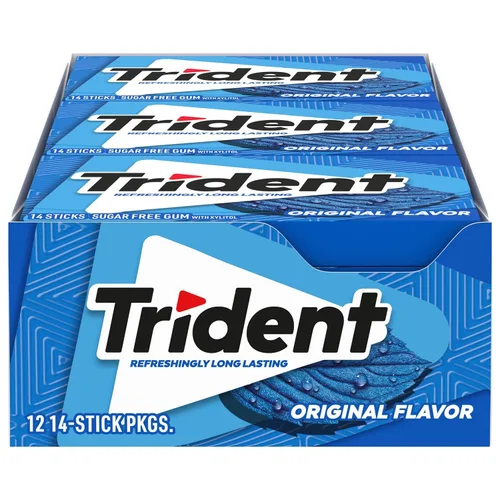 Trident Goma de mascar sin azúcar, sabor original, 12 paquetes de 14 piezas (168 piezas en total)