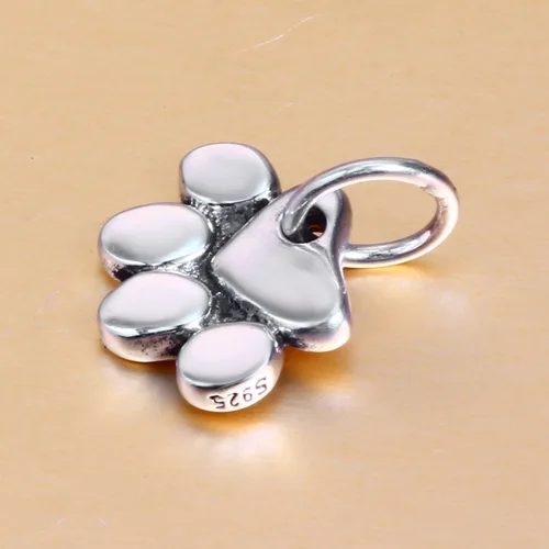 Miniatura 2 de Dijes con estampado de pata de perro 2025 para pulsera Pandora Animal, cuentas de plata de ley 925 para cachorrogato con diseño de pata de perro