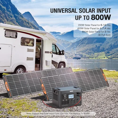 Miniatura 5 de Estación de energía portátil de 2400 W, 1843 Wh, generador solar LiFePO4, UPS para el hogar, batería de reserva de energía con 4 salidas de CA