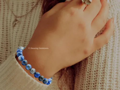 Miniatura 727 de Amazing Gemstone Pulsera de cristal para mujeres y hombres, pulsera de cristal curativo de protección, pulsera elástica con cuentas de piedras