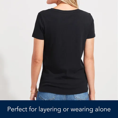 Miniatura 4 de vineyard vines Camiseta simple de manga corta con cuello en V para mujer