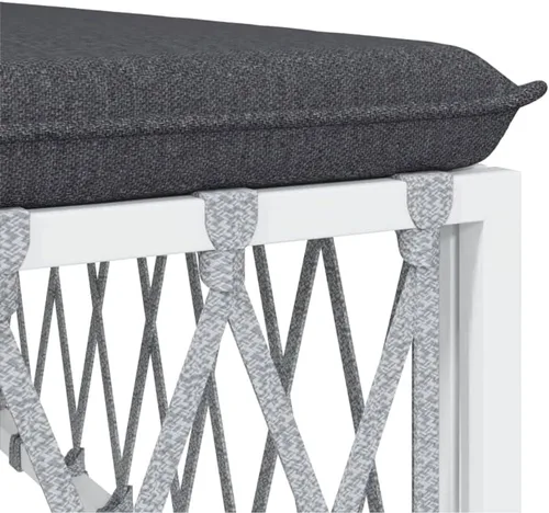 Miniatura 8 de Garden Lounge Set Outdoor Patio Furniture with Corner Sofa, Middle Sofa & Footstool, Modern White Textilene Fabric & Powder-Coated Steel for