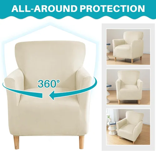 Miniatura 5 de MIFXIN Funda elástica para sillón de banquete, de terciopelo, 1 pieza, de elastano, elástico, protector de muebles, para sofá de 1 plaza con brazos