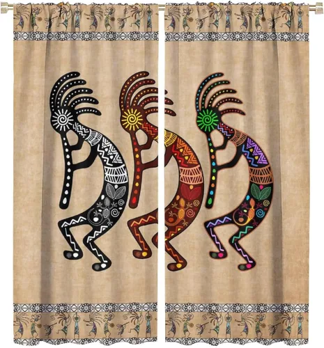 Miniatura 8 de Kokopelli - Cortinas opacas para cocina, decoración de sala de estar, dormitorio, 21 x 45 pulgadas, 2 paneles