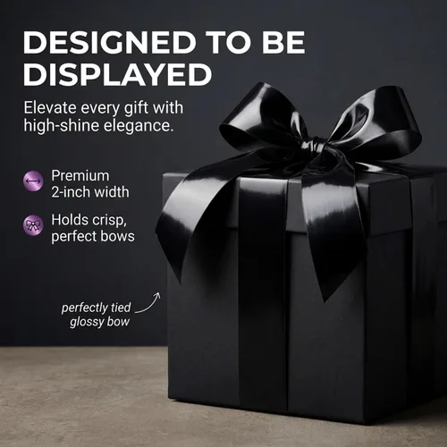 Miniatura 3 de Anderson's Rollo de serpentina metálica brillante negra, cinta de PVC de 2 pulgadas x 500 pies para envoltura de regalos, decoración de bodas