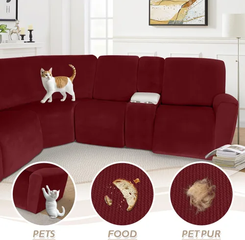 Miniatura 277 de Arfntevss Fundas de sofá seccional reclinable de terciopelo, Funda de sofá seccional de esquina para sofá reclinable, Funda elástica suave