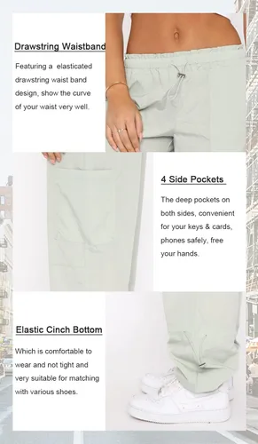Miniatura 7 de DISCIPBUSH - Pantalones cargo holgados para mujer, pantalones parachute para mujer, pantalones rave, pantalones Y2K, atuendos de festival para mujer