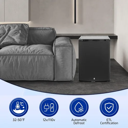 Miniatura 5 de Smad - Refrigerador compacto de 1.4 pies cúbicos, mini refrigerador con cerradura, refrigerador de 12V para vehículos recreativos, refrigerador de 2