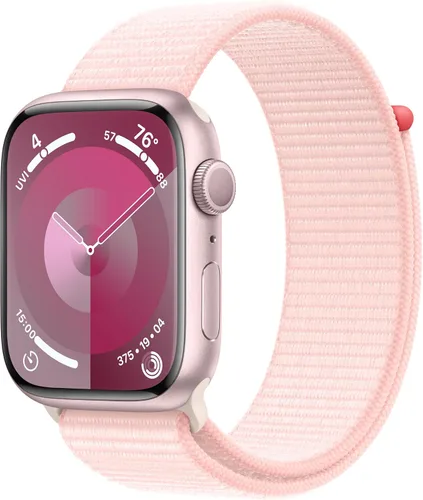 Miniatura 16 de Apple Watch Series 9 [GPS 41mm] SmartWatch con caja de aluminio rosa con correa deportiva rosa claro S/M. Rastreador de fitness, aplicaciones