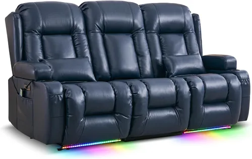 Miniatura 13 de TUNYI Sofá Reclinable Eléctrico Loveseat con Masaje y Calor, Asientos de Cine en Casa con Consola, Sofá Reclinable RV Loveseat con USB/Toma