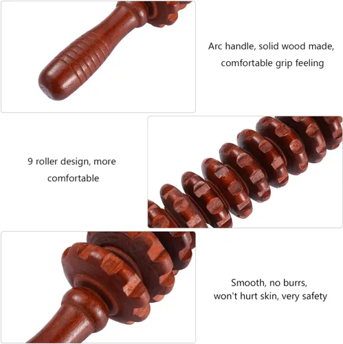 Miniatura 8 de Rodillo masajeador de madera, masaje de mano, punto gatillo, masajeador manual de palo muscular
