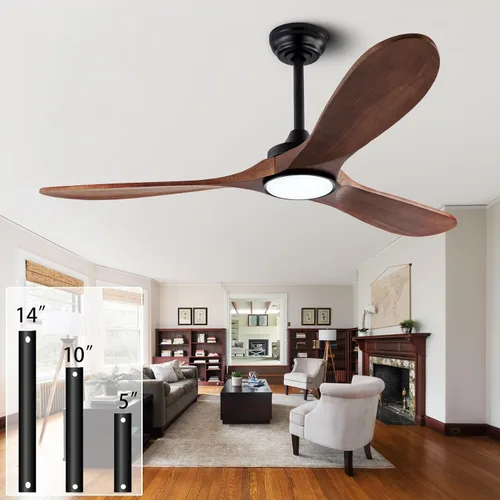 Miniatura 11 de QUTWOB Ventilador de techo de madera de 42 pulgadas con control remoto de luces, motor CC silencioso de 3 aspas para patio, sala de estar, Cuerpo
