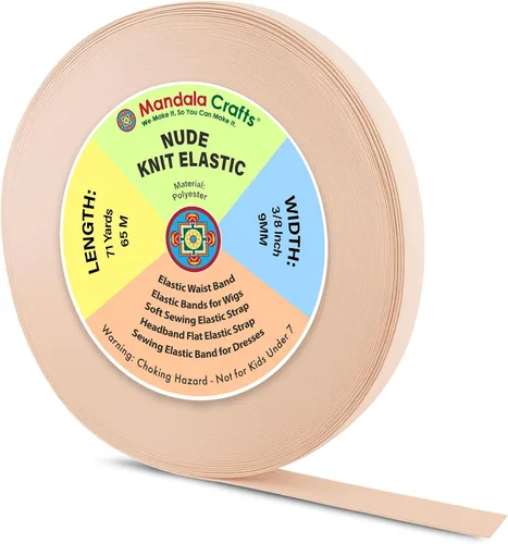 Miniatura 35 de Mandala Crafts Carrete de bandas elásticas anchas de 1/2 pulgada color beige para cinturas de pantalones, costura y manualidades DIY, 88 yardas