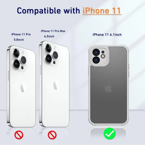 Miniatura 2 de PinLiSheng Funda mate para iPhone 11, funda protectora dura y delgada con protección a prueba de golpes, funda trasera translúcida y mate para Gris