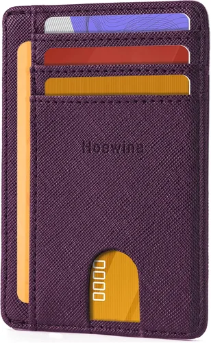 Miniatura 26 de Hoewina Cartera delgada para hombre, bolsillo frontal minimalista con bloqueo RFID, billetera de cuero delgada para tarjetas de viaje, regalos