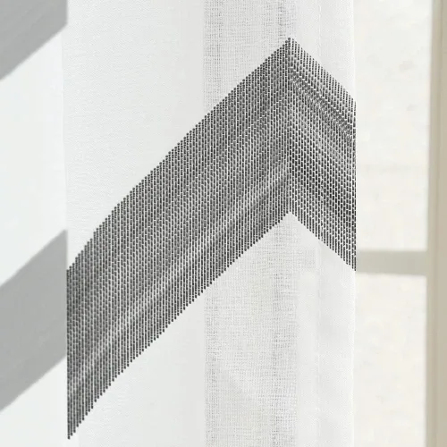 Miniatura 3 de NAPEARL - Cortina semitransparente de lino sintético con diseño jacquard geométrico
