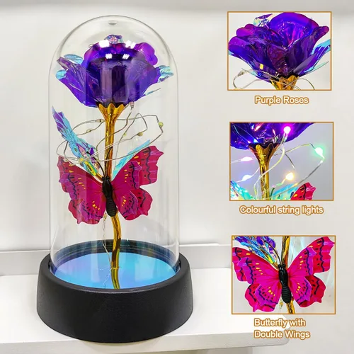Miniatura 6 de Forever Rose para Mujeres Mamá Esposa, Ideas de Regalos del Día de las Madres Forever Rose, Rosa Galaxia Flor que se Ilumina en Cúpula de Vidrio