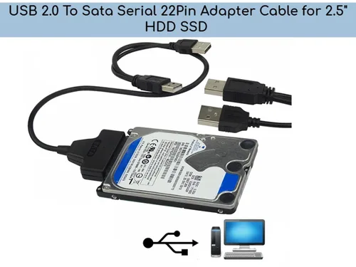 Miniatura 4 de KUJOBUY Adaptador de cable SATA a USB 2.0 para disco duro HDD de 2.5 "Conector de disco duro SSD de 22 pines 7+15 Cable SATA 1 2 3 Convertidor