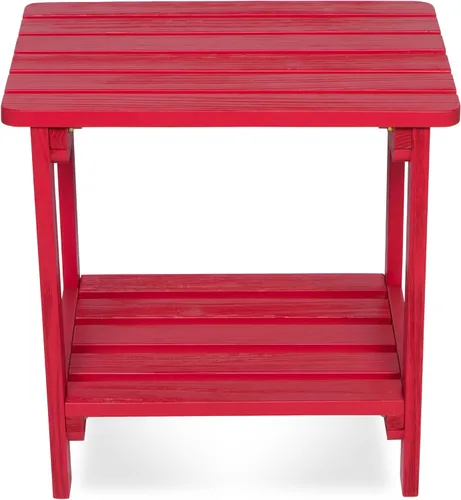 Miniatura 5 de Shine Company Providence - Mesa auxiliar rectangular de madera maciza, mesa de patio Adirondack para exteriores, color rojo chile Rojo (Chili Red)