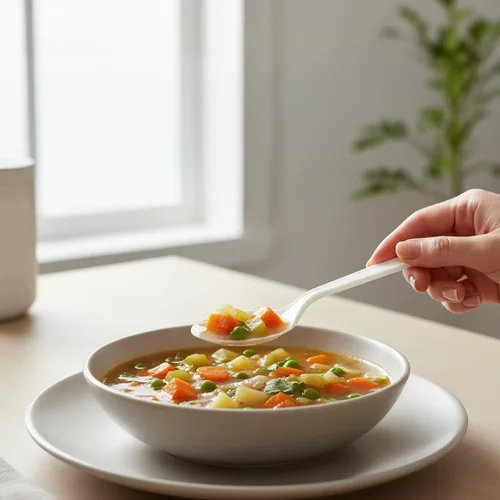 Miniatura 8 de Bluesky Trading Kitchen Selection - Cucharas de sopa blancas de lujo, paquete de 50, cubiertos de plástico clásicos y desechables, perfectos