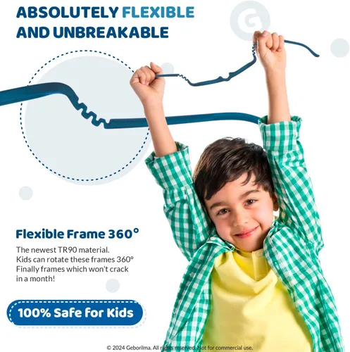 Miniatura 9 de Lentes de marco flexible para niños pequeños, lentes irrompibles para niños de 1 a 3 años, lentes graduados flexibles, marcos de anteojos para niños