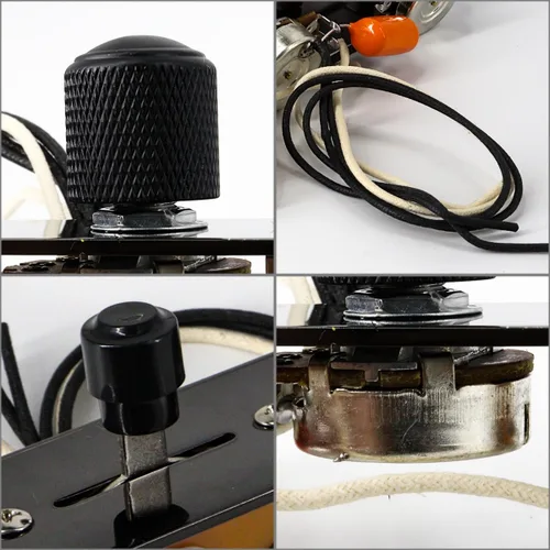 Miniatura 3 de Placa de control de guitarra totalmente cargada, interruptor de 3 vías precableado, 250 K, grandes potenciómetros moleteados, controles de tono