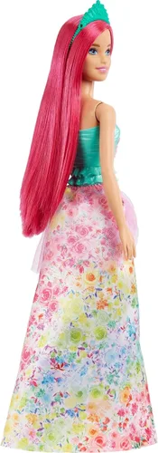 Miniatura 5 de Muñeca Barbie Dreamtopia de moda real con cabello rosa oscuro y corpiño brillante, con falda extraíble, zapatos y diadema como accesorio