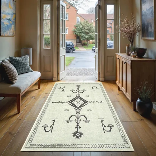 Miniatura 88 de GLN Rugs Bohemian Collection - Alfombra de felpilla lavable a máquina, bohemio vintage, antideslizante, alfombra de felpilla de pelo bajo, alfombra