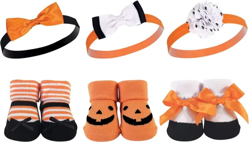 Hudson Baby Conjunto de regalo de diadema y calcetines para niña Calabaza